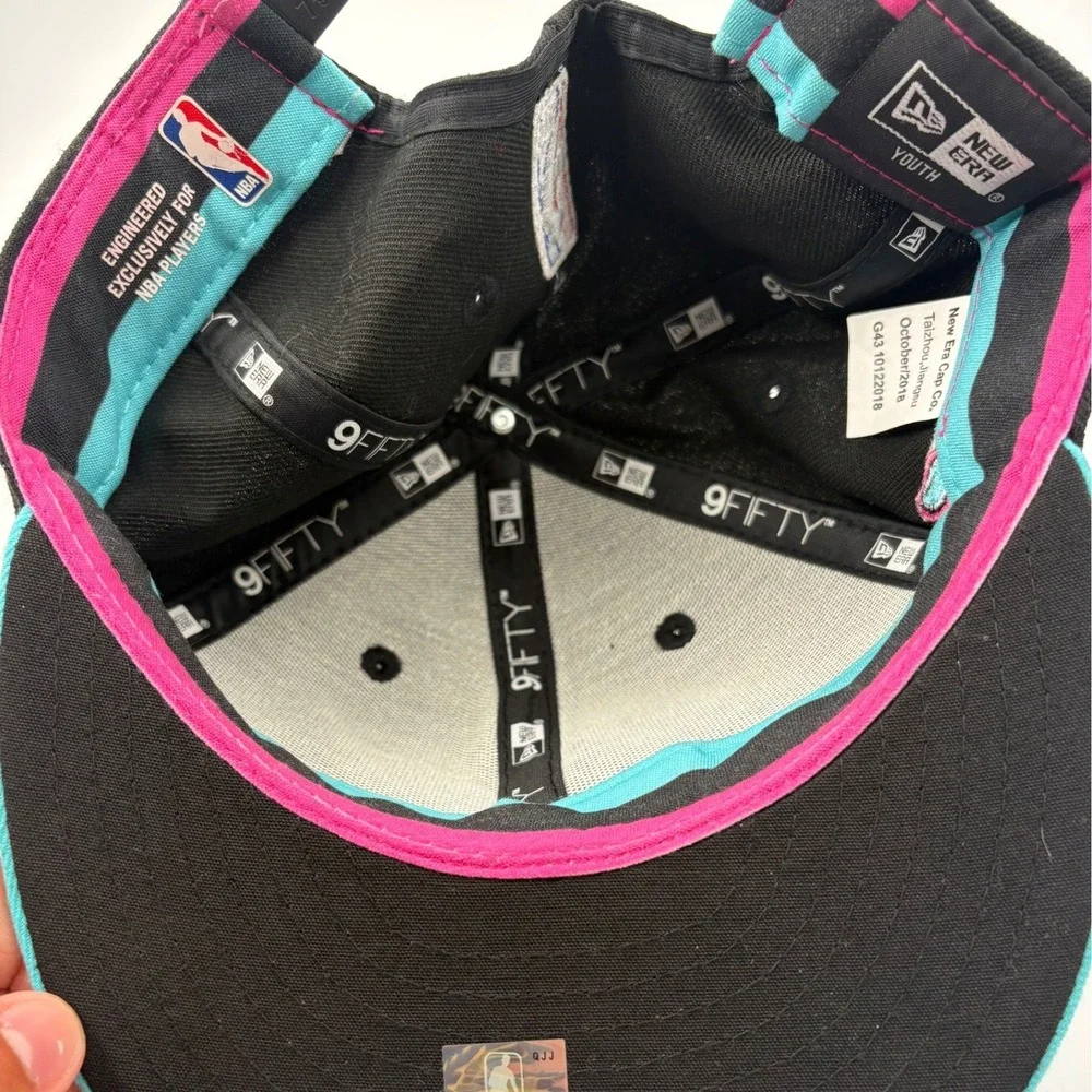 New Era 9FIFTY Miami Heat Vice City Youth Snapback Hat Black Teal Pink NBA Cap